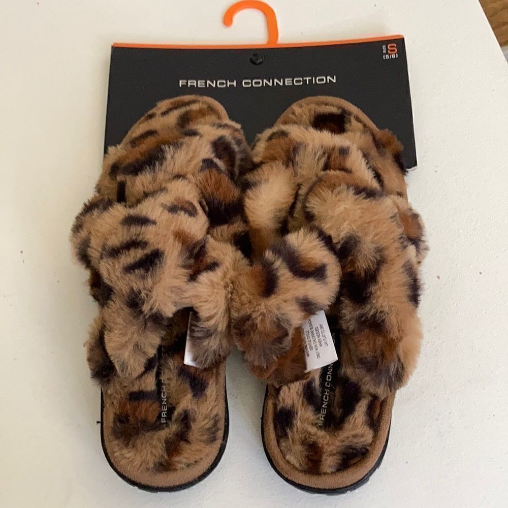 French Connection Faux Fir Slippers